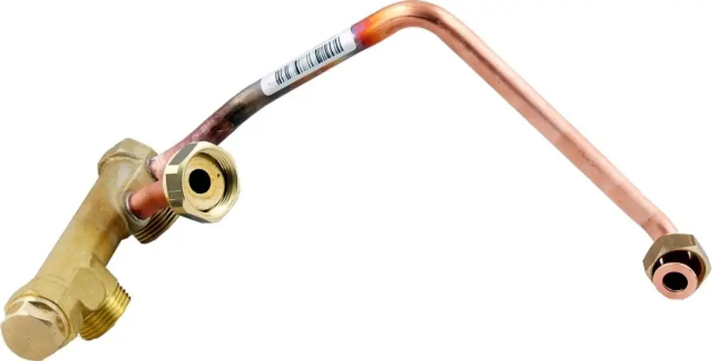 Verrohrung für WW-/KW-Anschluss, aus Messing und Kupfer, geeignet für Wolf CGB-K-20. Komponenten mit Schraubanschlüssen zur sicheren Verbindung.